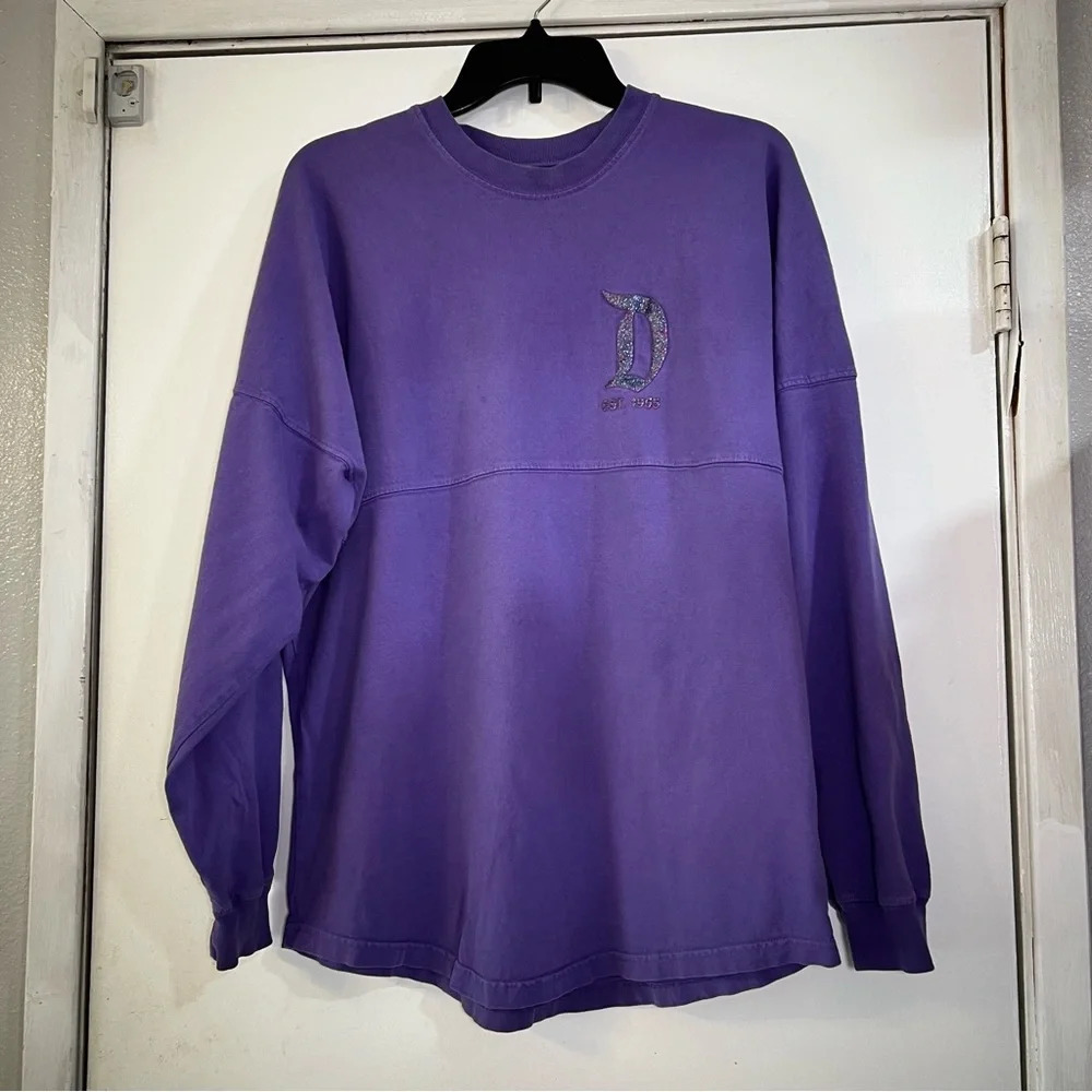 Disney Spirit Jersey Purple Glitter Disneyland Resort S Flawed Oversized - Picture 2 of 13